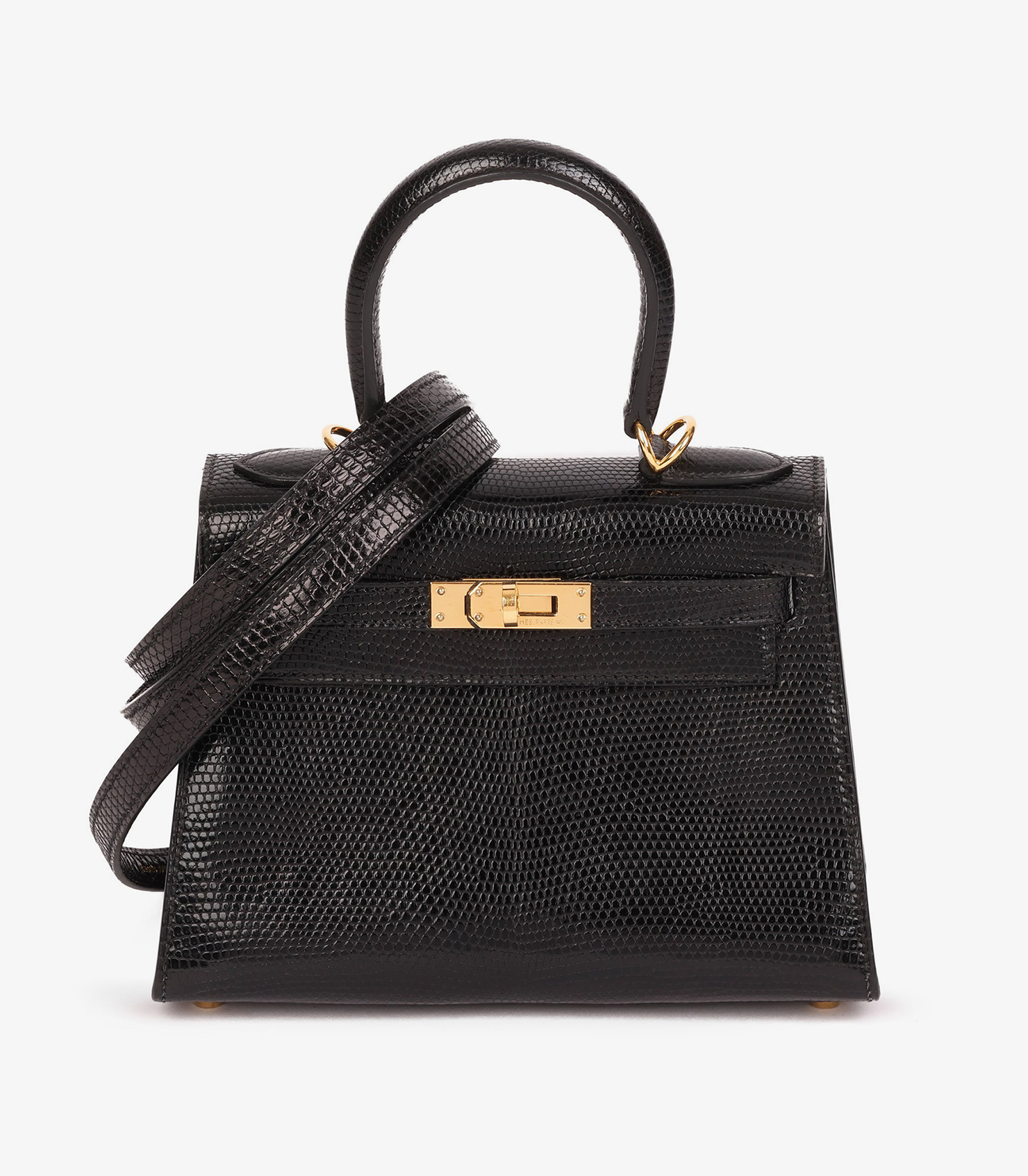 Black Lizard Leather Vintage Kelly 20cm Sellier Black Lizard Leather Vintage Kelly 20cm Sellier