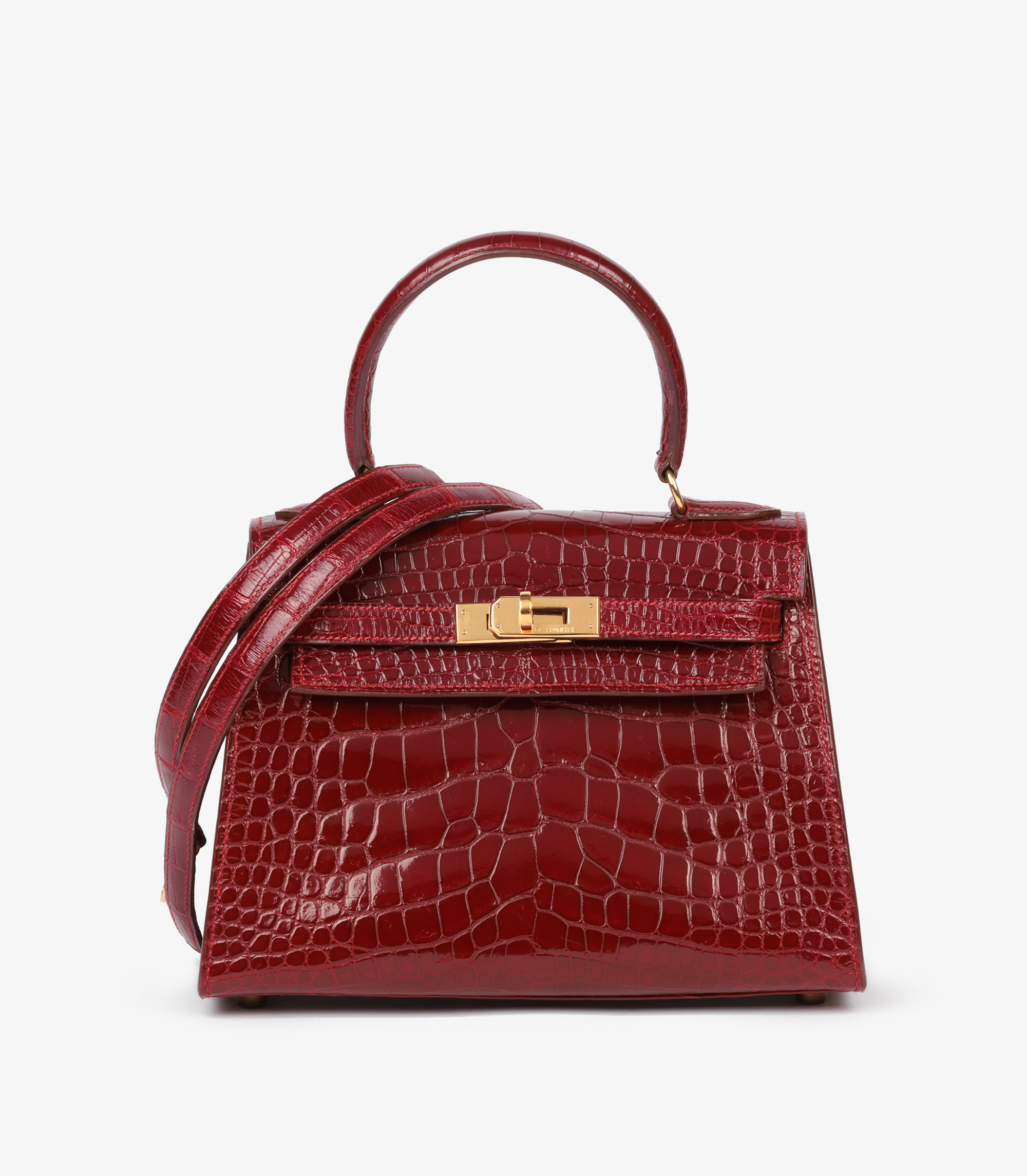 Rouge H Shiny Alligator Leather Vintage Kelly 20cm Rouge H Shiny Alligator Leather Vintage Kelly 20cm