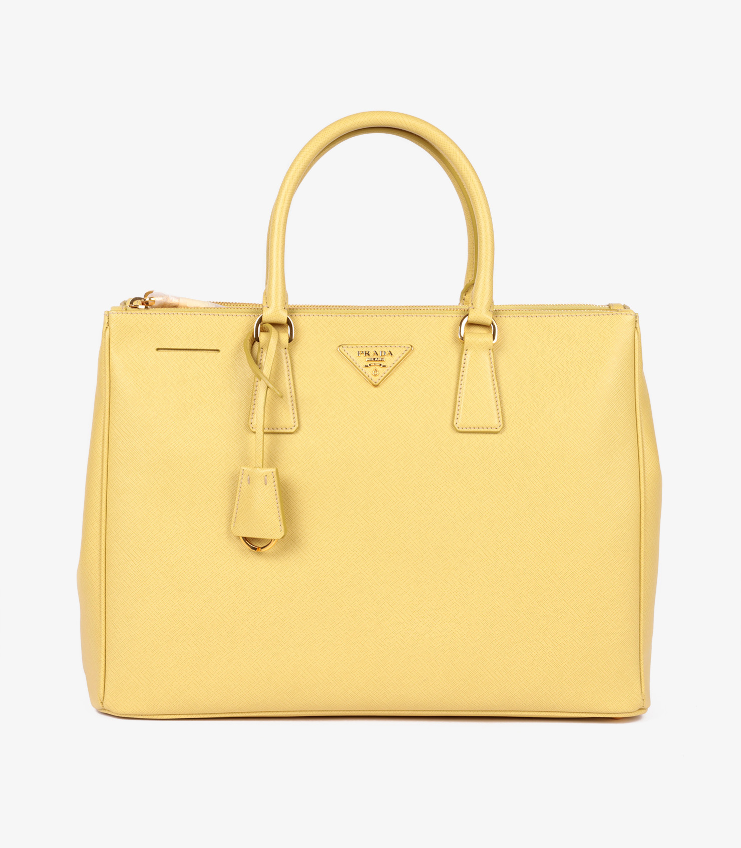 Prada Beige Studded Saffiano Leather Double Zip Tote | CB526
