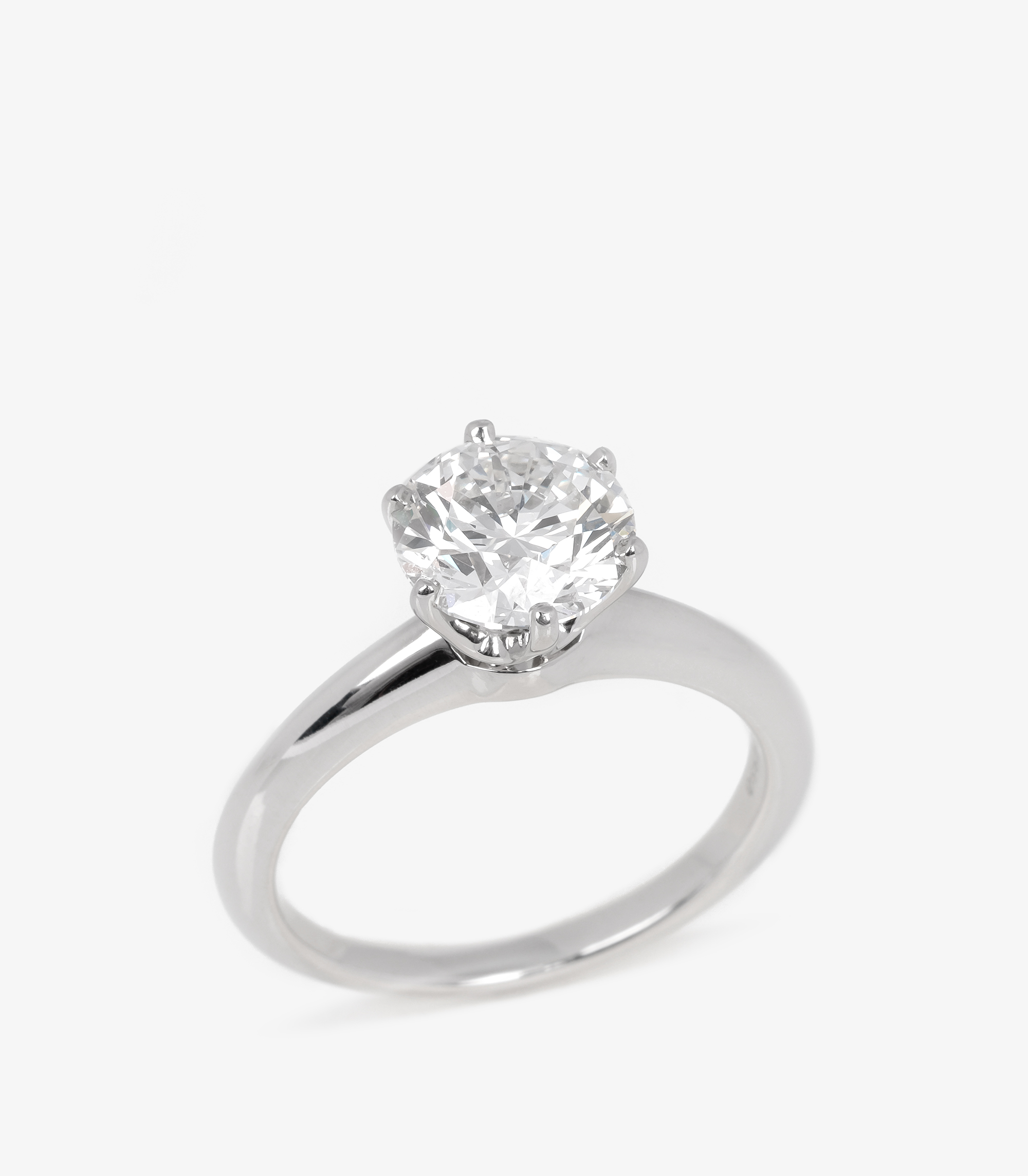Brilliant Cut 1.73ct Diamond Platinum Tiffany Setting Ring