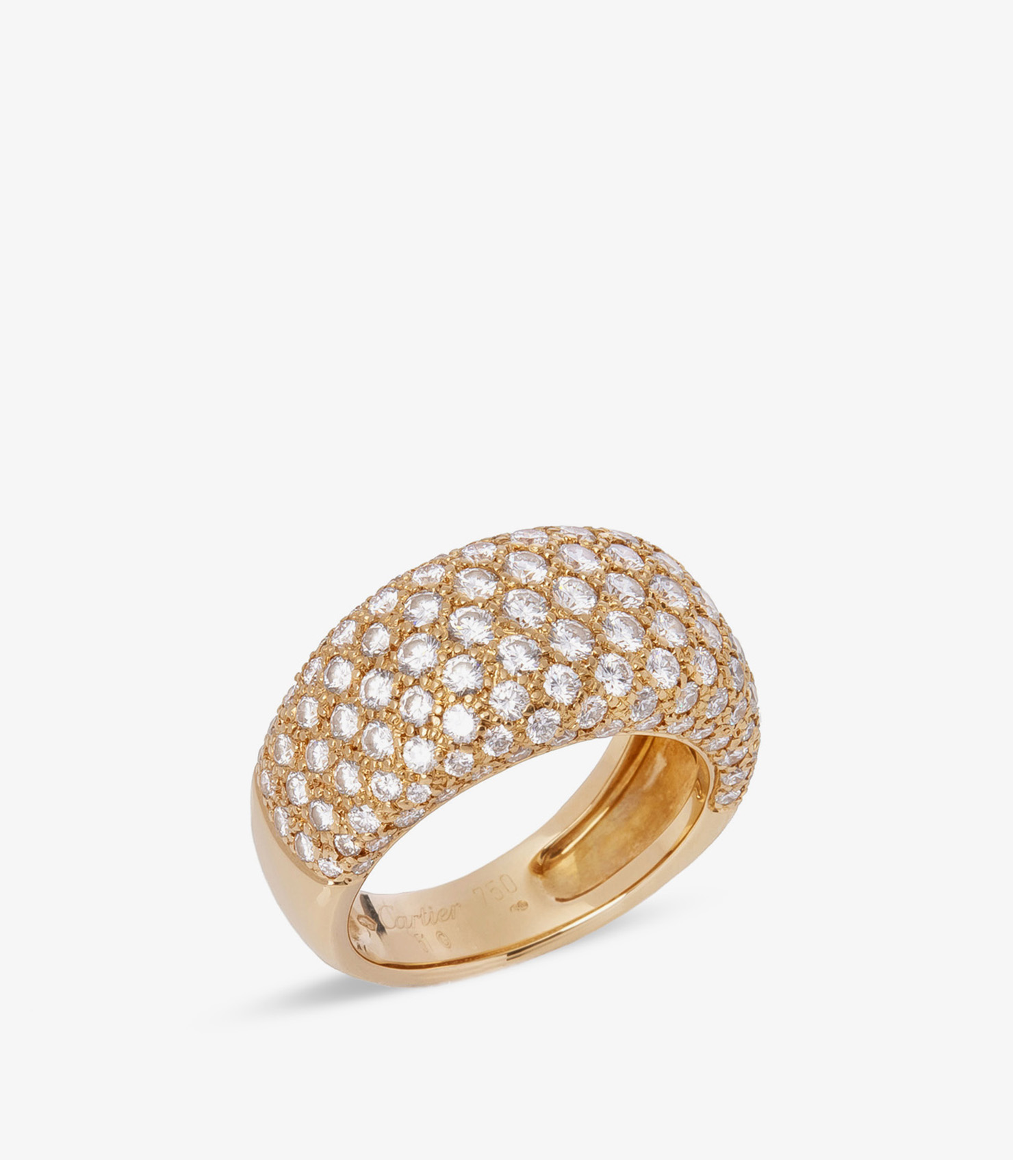 Pave Diamond 18ct Yellow Gold Bombe Style Ring