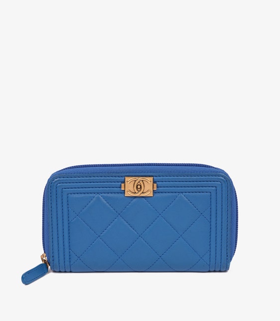 Blue Quilted Lambskin Le Boy Wallet