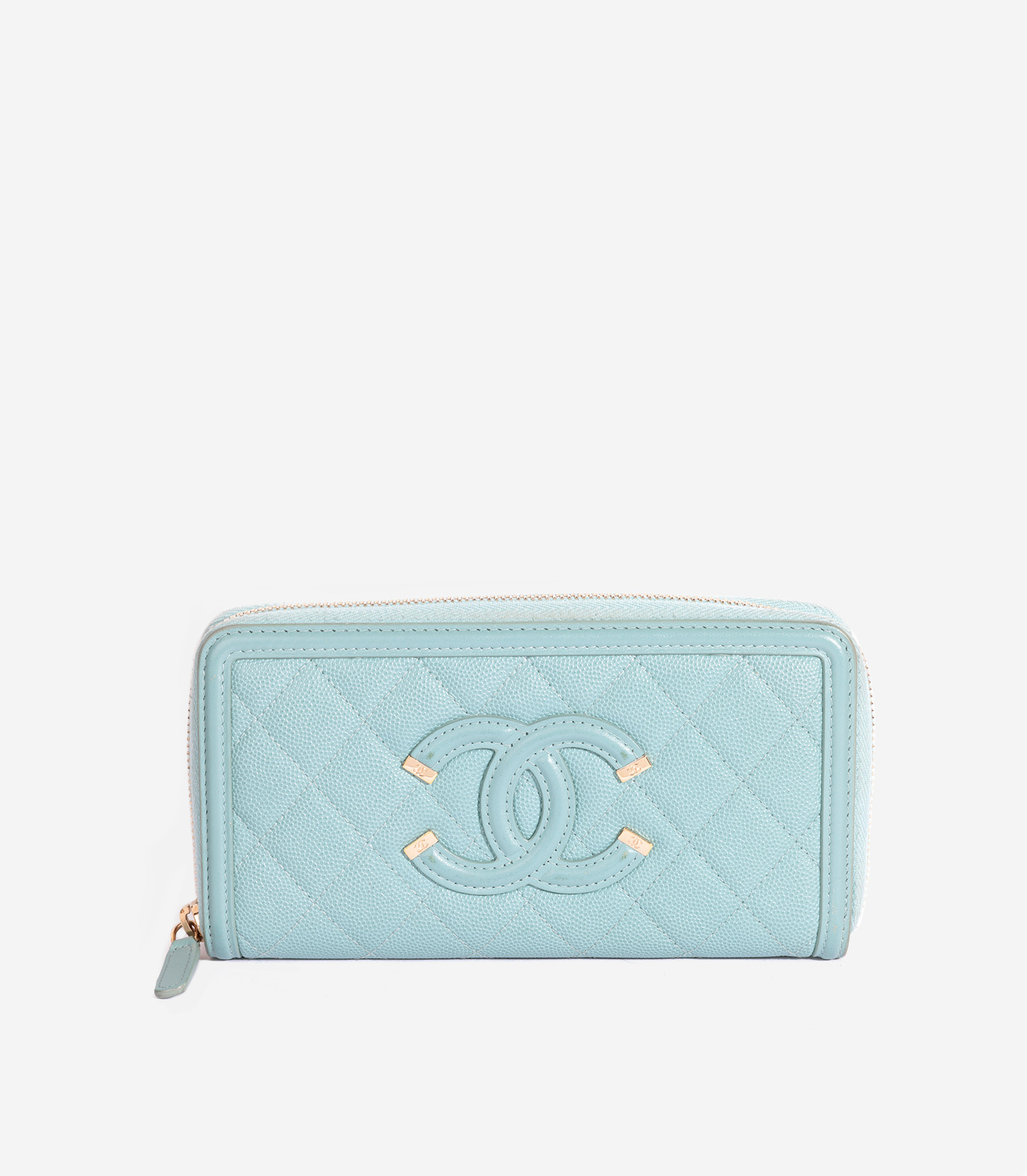 Chanel Pink Goatskin Leather Clover Zip Wallet AA0297 | Xupes