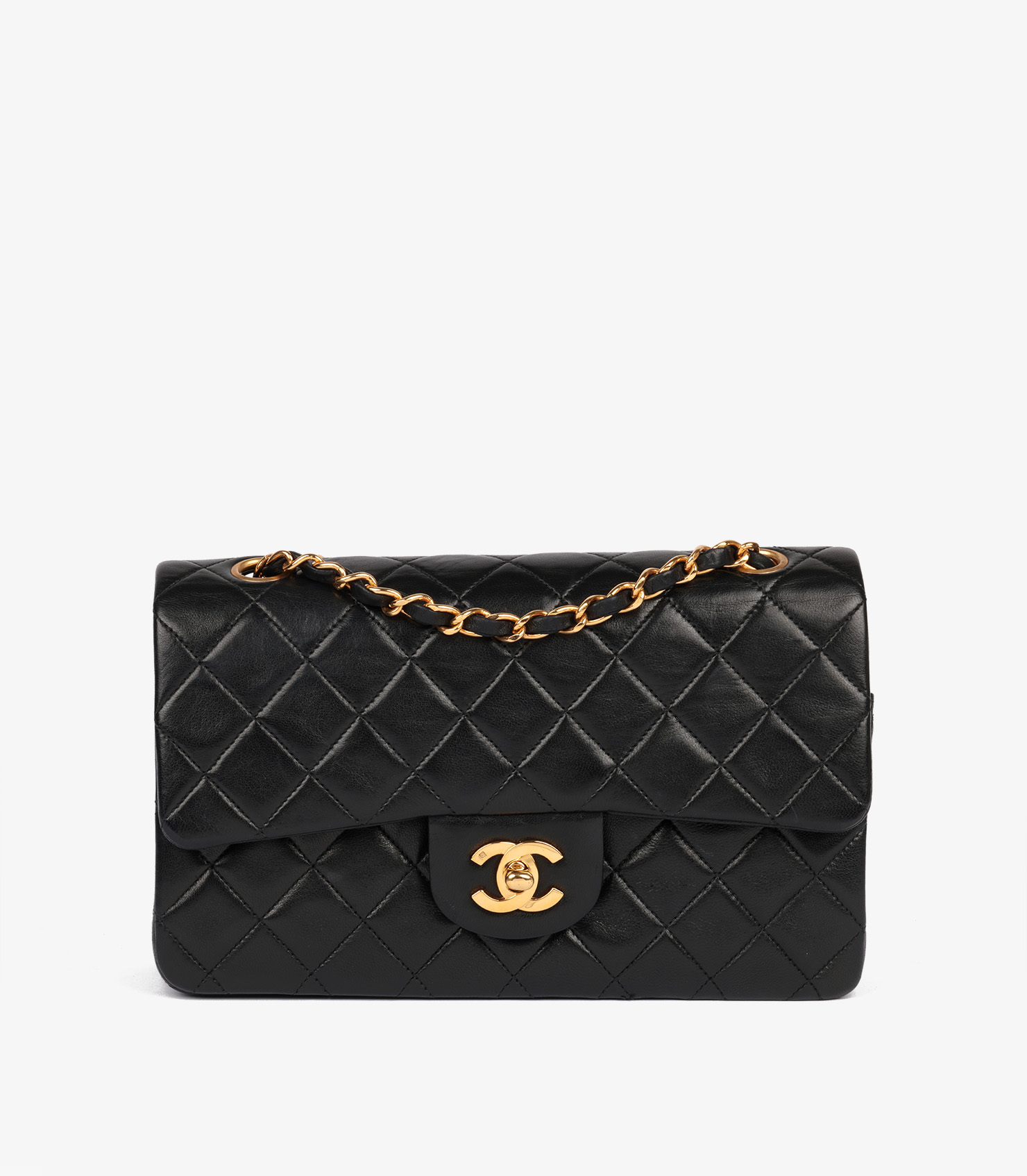 Black Quilted Lambskin Vintage Small Classic Double Flap Bag