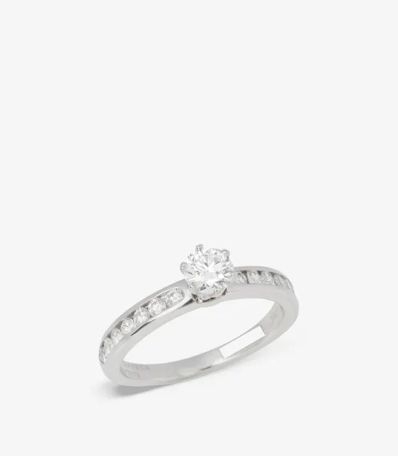 Brilliant Cut 0.30ct with Diamond Shoulder Platinum Tiffany Setting Ring