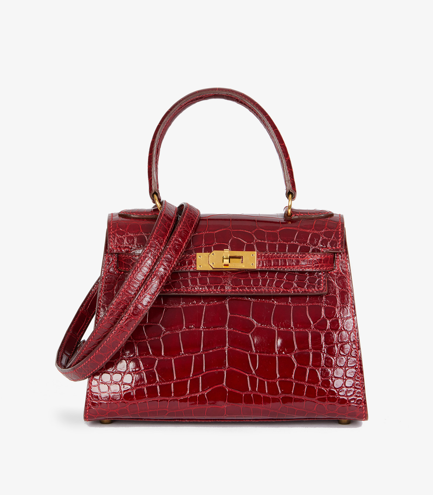 Hermès Rouge Sellier Shiny Alligator Vintage Kelly 20cm Sellier at Xupes Hermès Rouge Sellier Shiny Alligator Vintage Kelly 20cm Sellier at Xupes