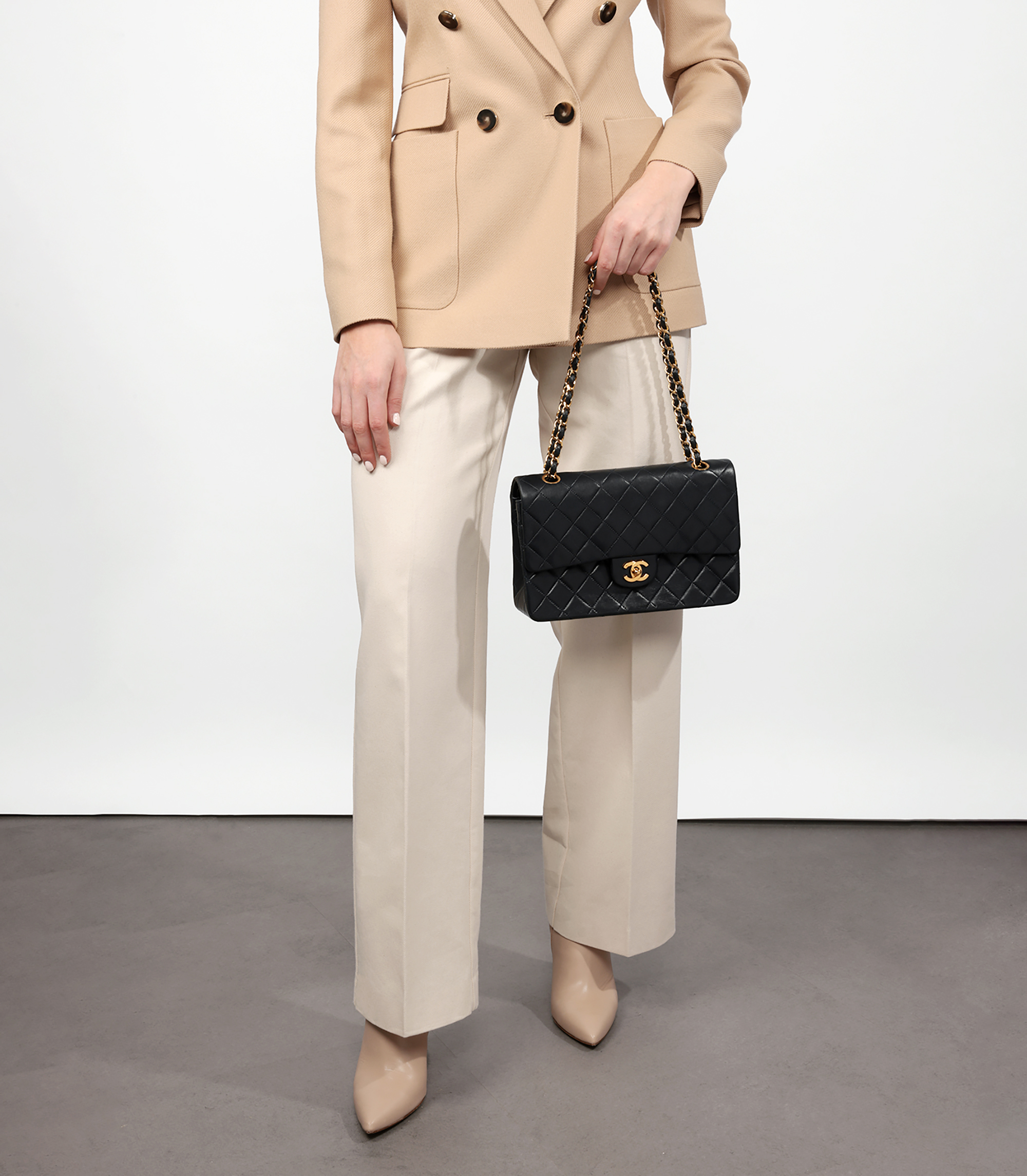 Black Quilted Lambskin Leather Medium Classic Double Flap Bag