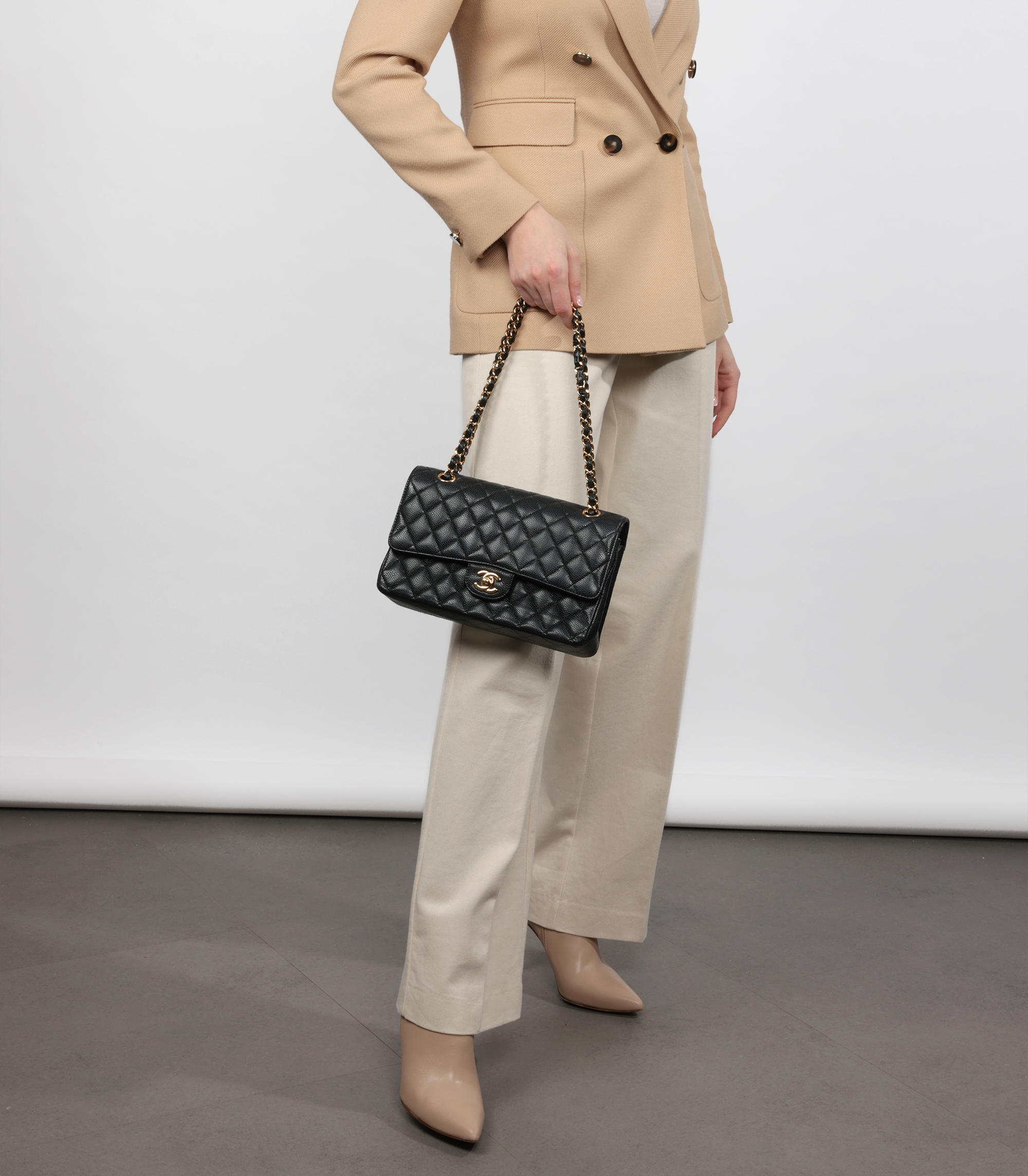 Chanel Black Caviar Medium Classic Double Flap Bag CB1216 Chanel Black Caviar Medium Classic Double Flap Bag CB1216
