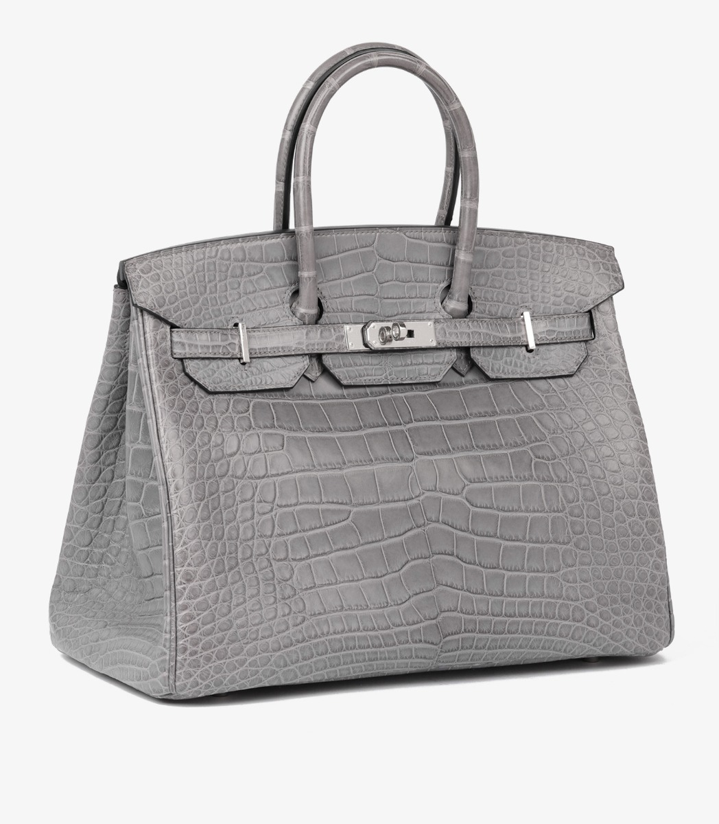 Gris Paris Matte Alligator Leather Birkin 35cm Retourne