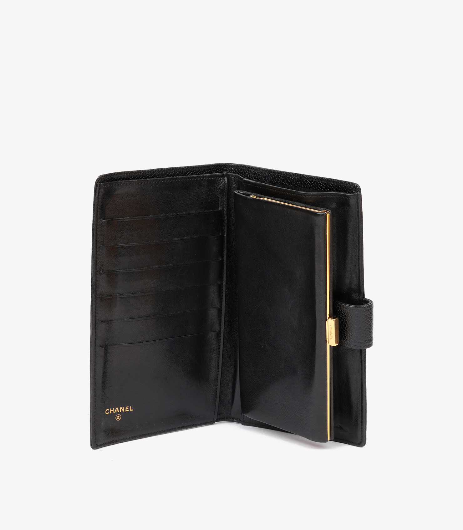 Chanel Black Caviar Leather Timeless Long Wallet AA0284 | Xupes