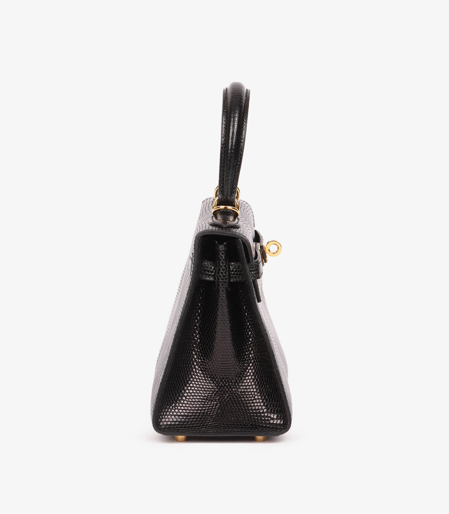 Black Lizard Leather Vintage Kelly 20cm Sellier