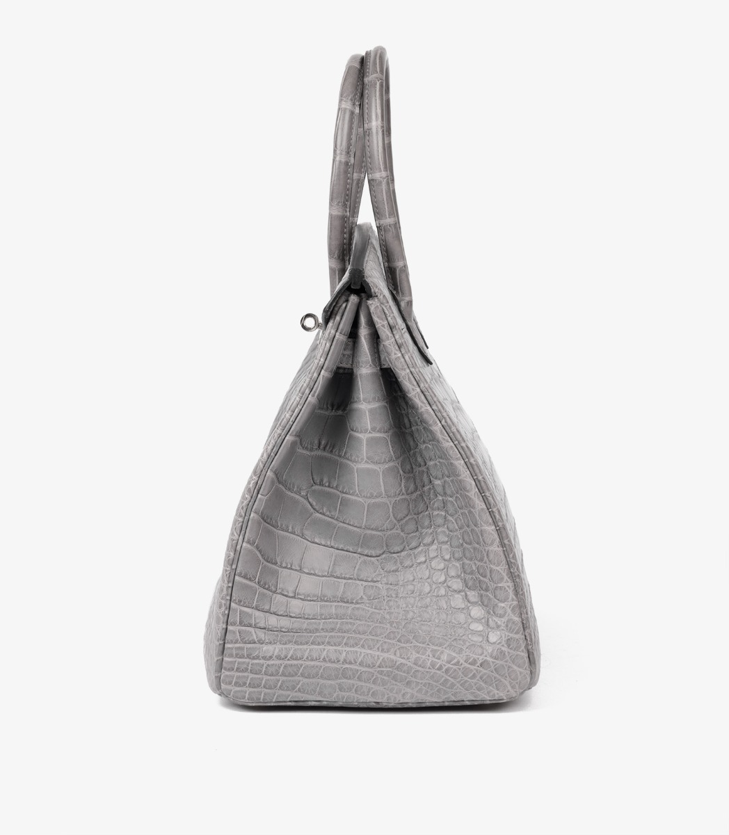 Gris Paris Matte Alligator Leather Birkin 35cm Retourne