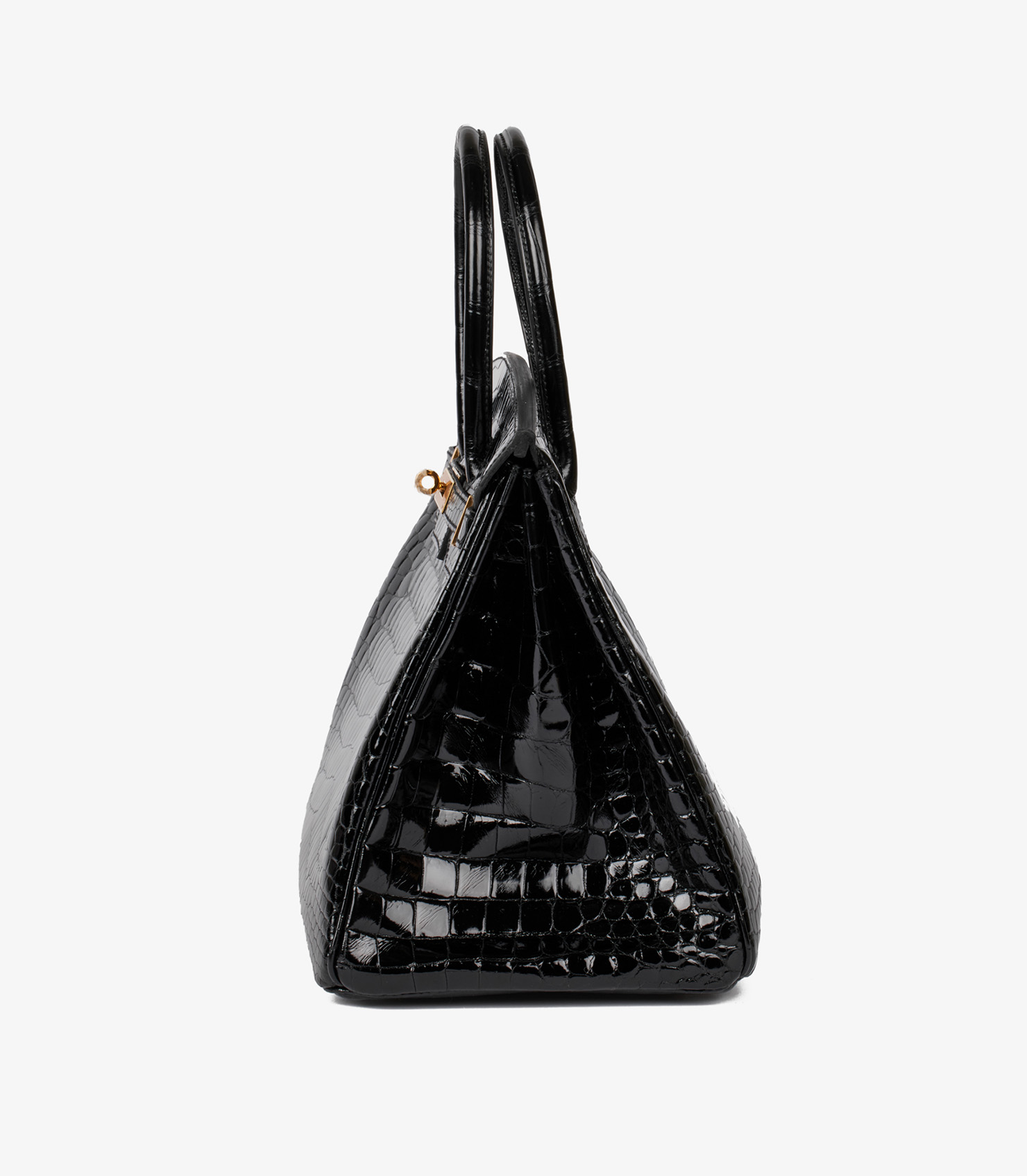 Hermès Black Shiny Porosus Crocodile Leather Birkin 35cm Retourne at Xupes