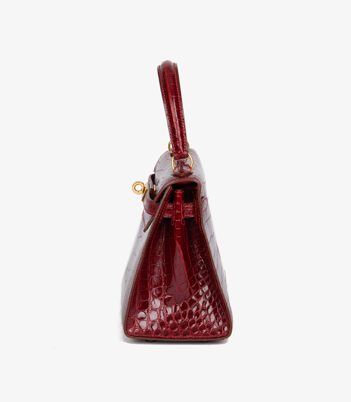 Hermès Rouge Sellier Shiny Alligator Vintage Kelly 20cm Sellier at Xupes