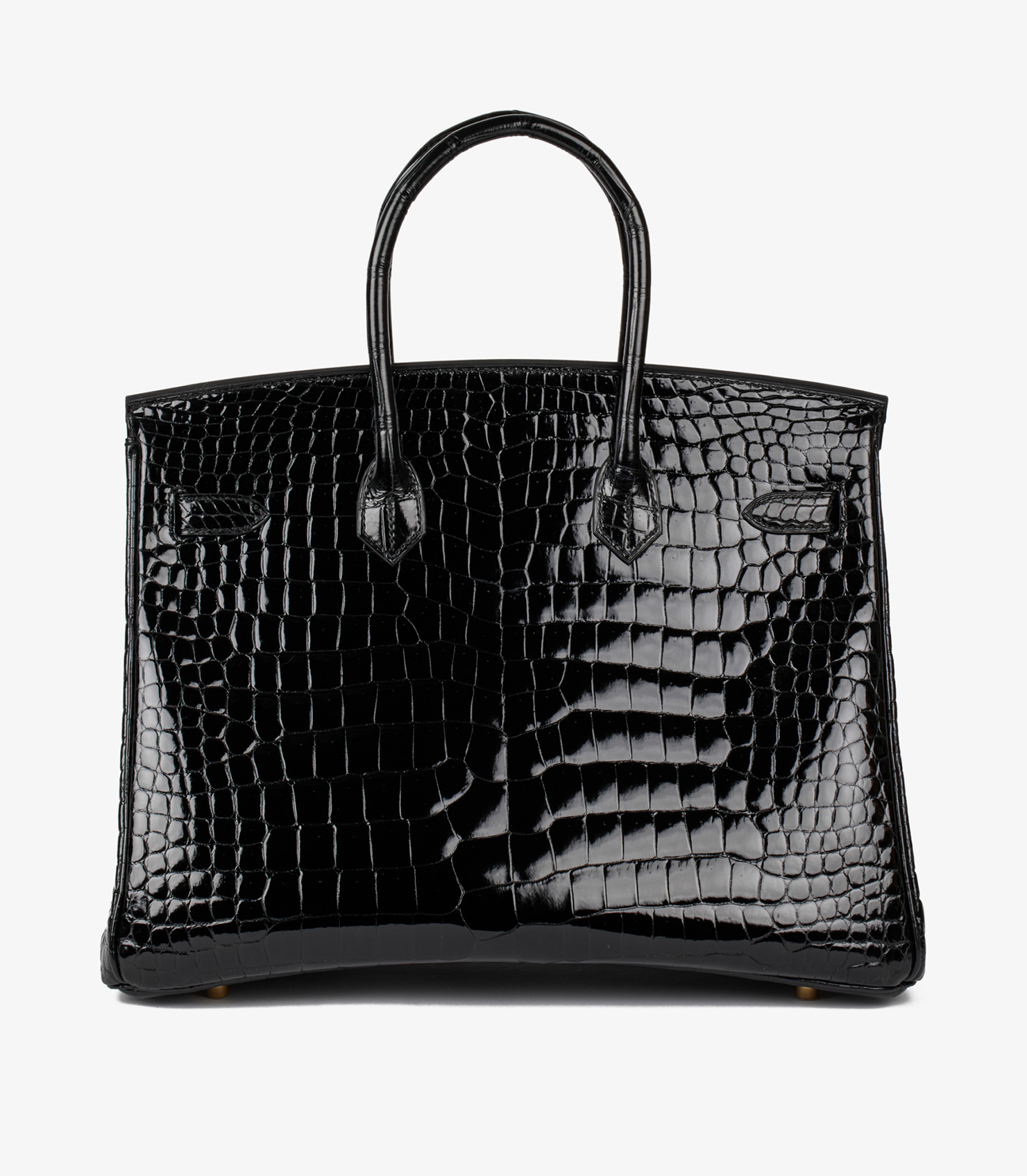 Hermès Black Shiny Porosus Crocodile Leather Birkin 35cm Retourne at Xupes