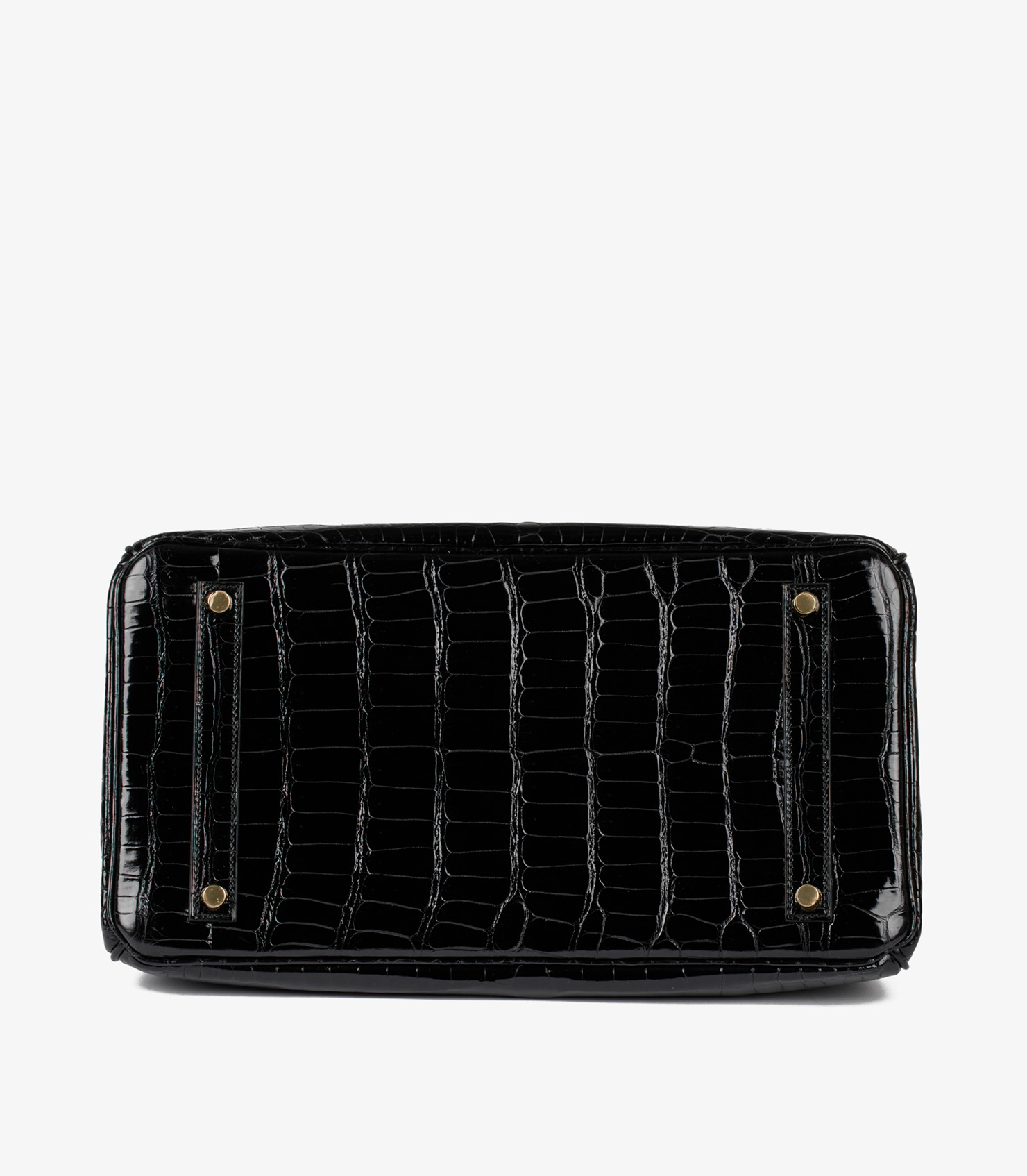 Hermès Black Shiny Porosus Crocodile Leather Birkin 35cm Retourne at Xupes