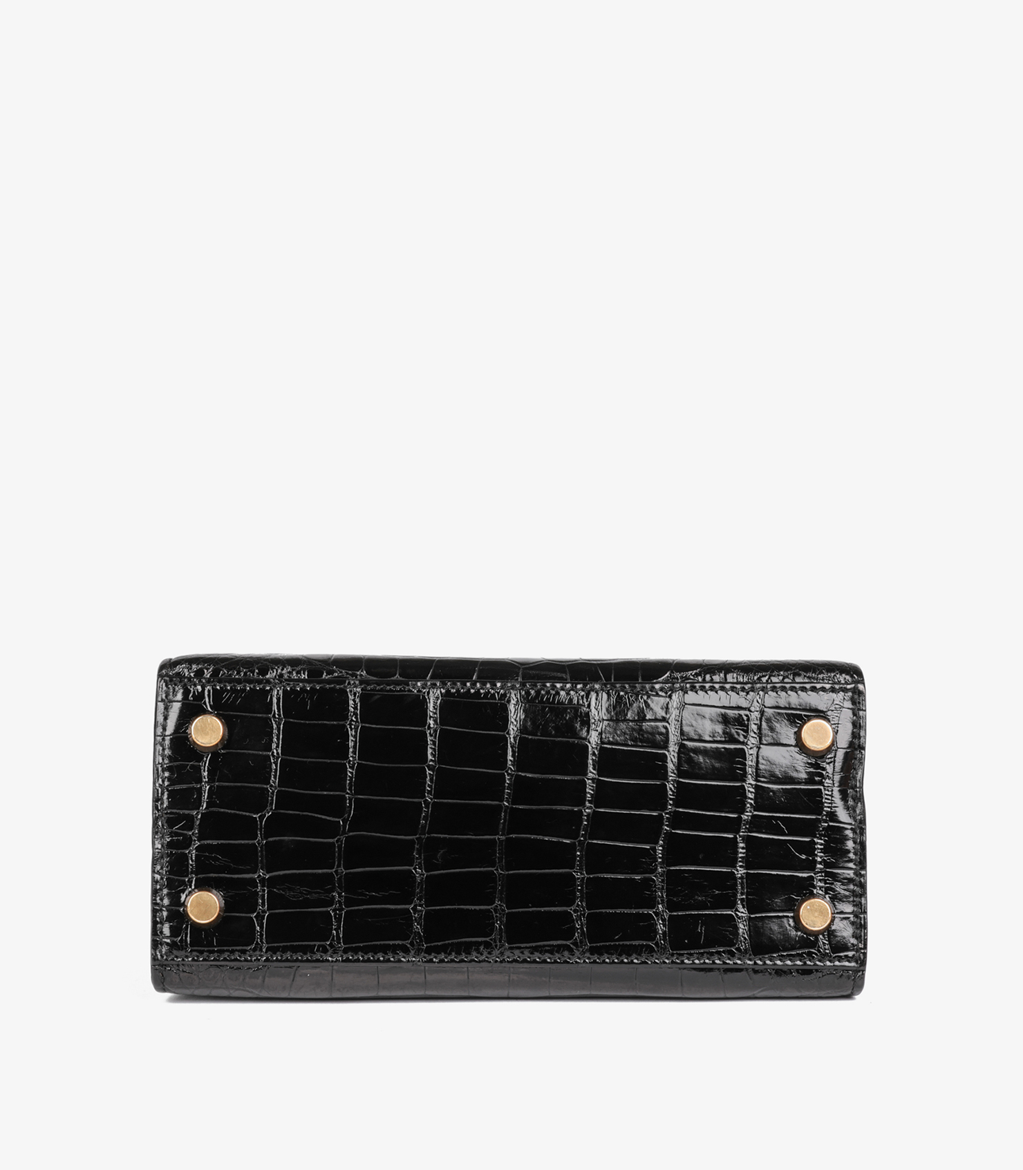 Hermès Black Shiny Mississippiensis Alligator Leather Vintage Kelly 20cm Sellier at Xupes