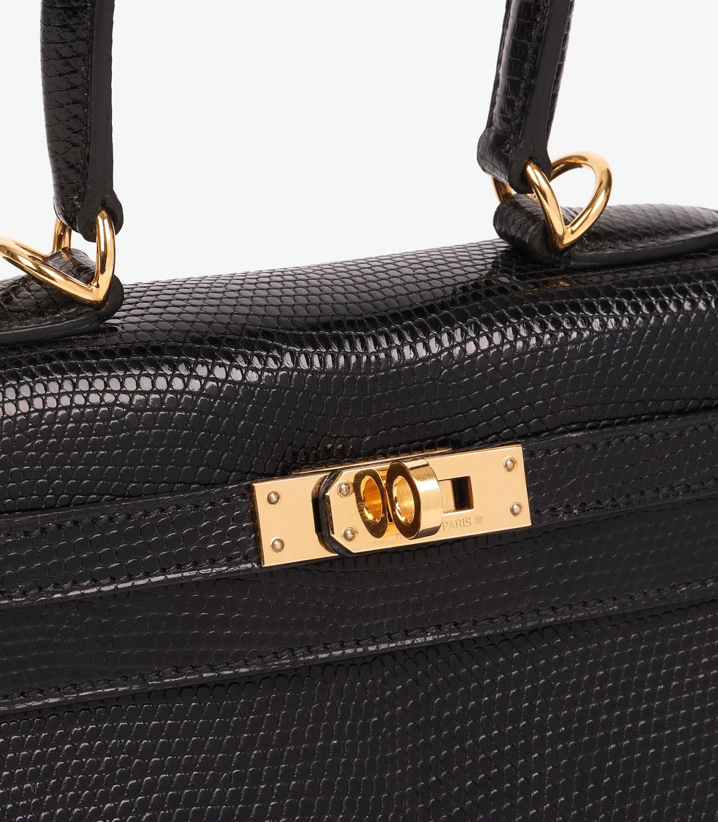 Black Lizard Leather Vintage Kelly 20cm Sellier