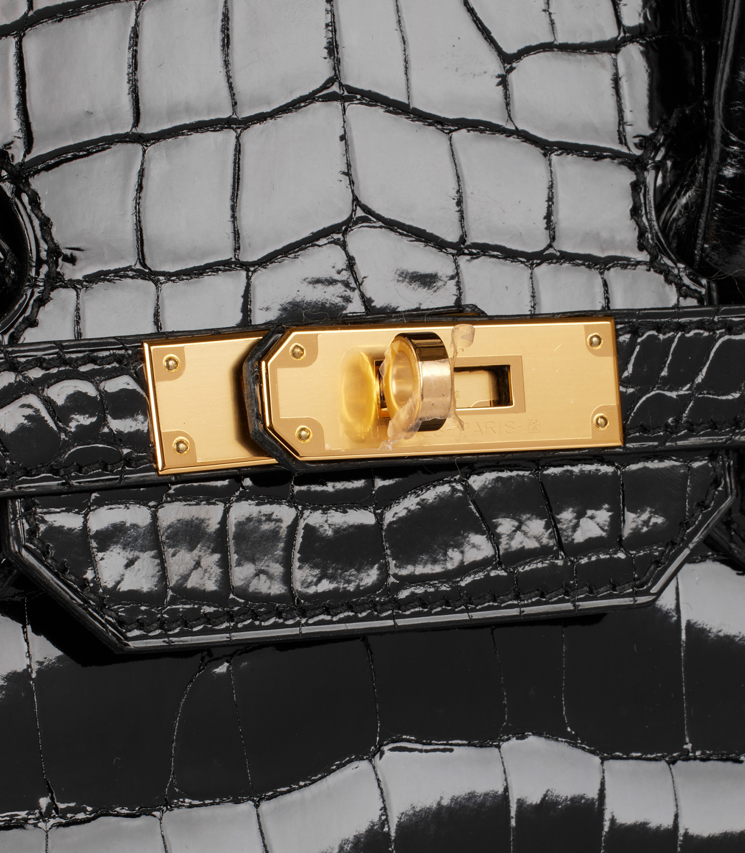 Hermès Black Shiny Porosus Crocodile Leather Birkin 35cm Retourne at Xupes