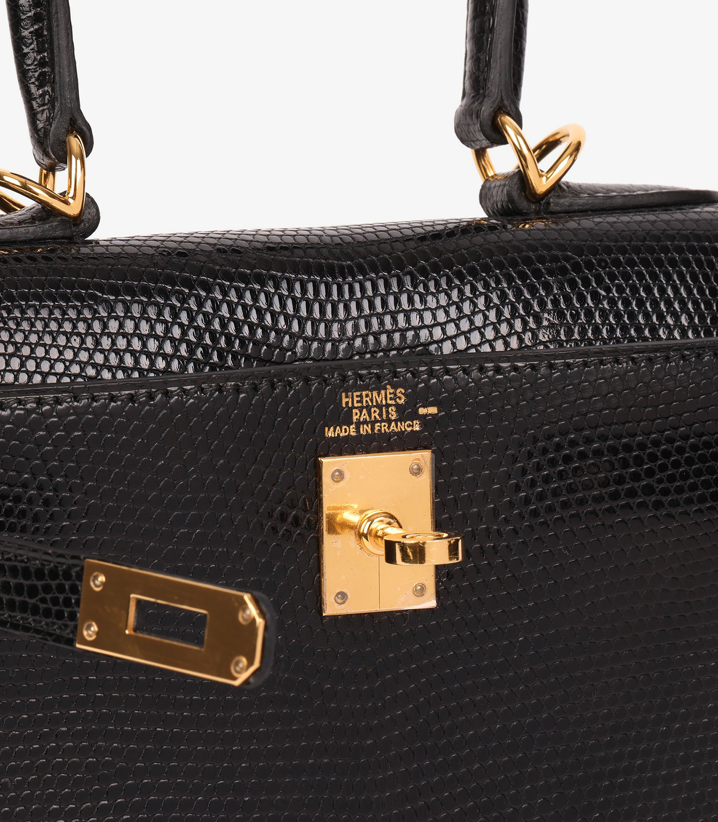 Black Lizard Leather Vintage Kelly 20cm Sellier