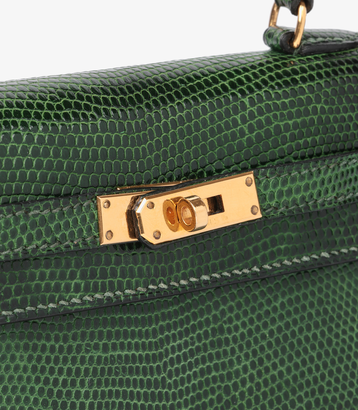 Vert Moyen Lizard Leather Special Order Vintage Convertible Kelly 15cm Sellier with Constance Belt