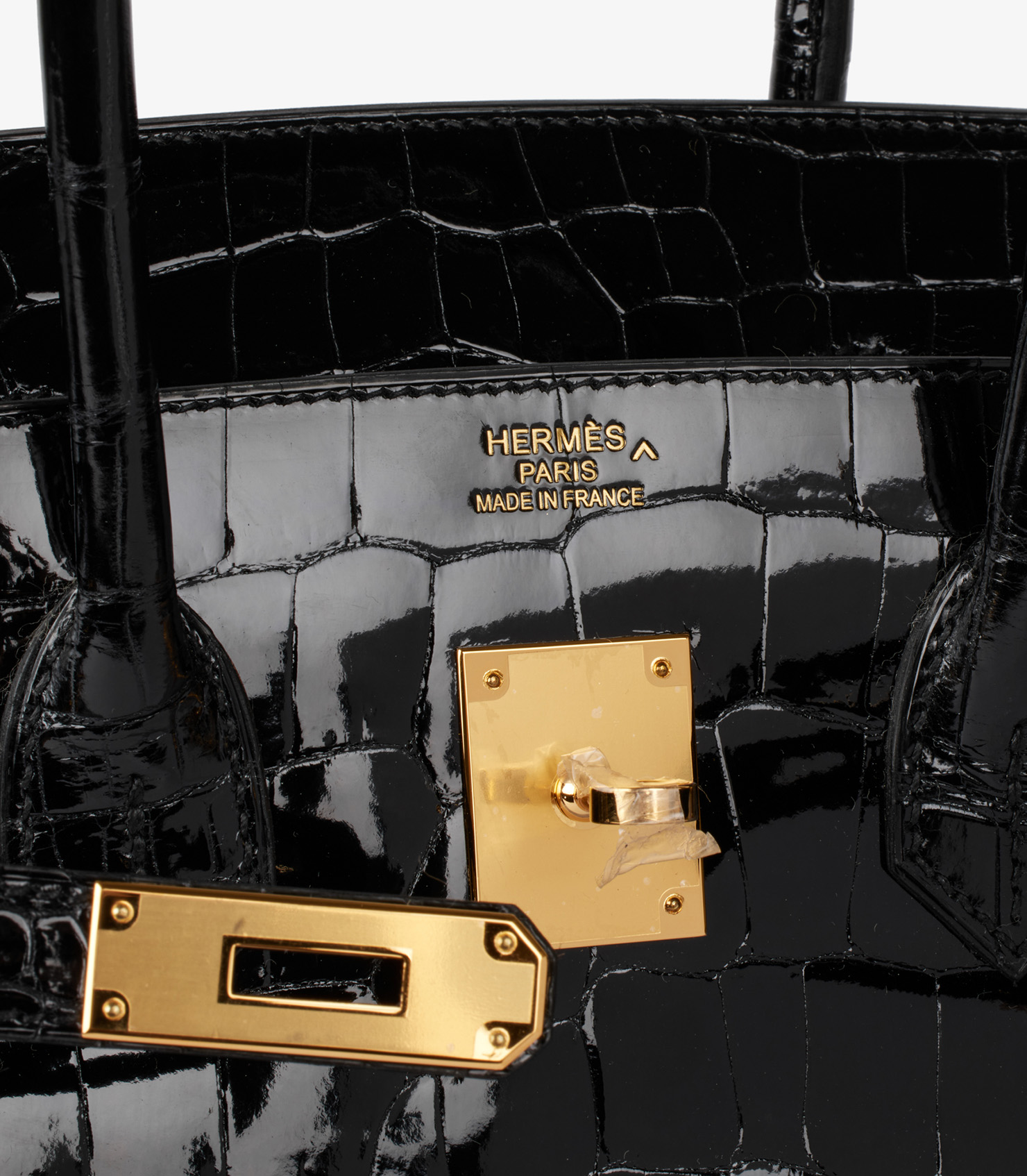 Hermès Black Shiny Porosus Crocodile Leather Birkin 35cm Retourne at Xupes