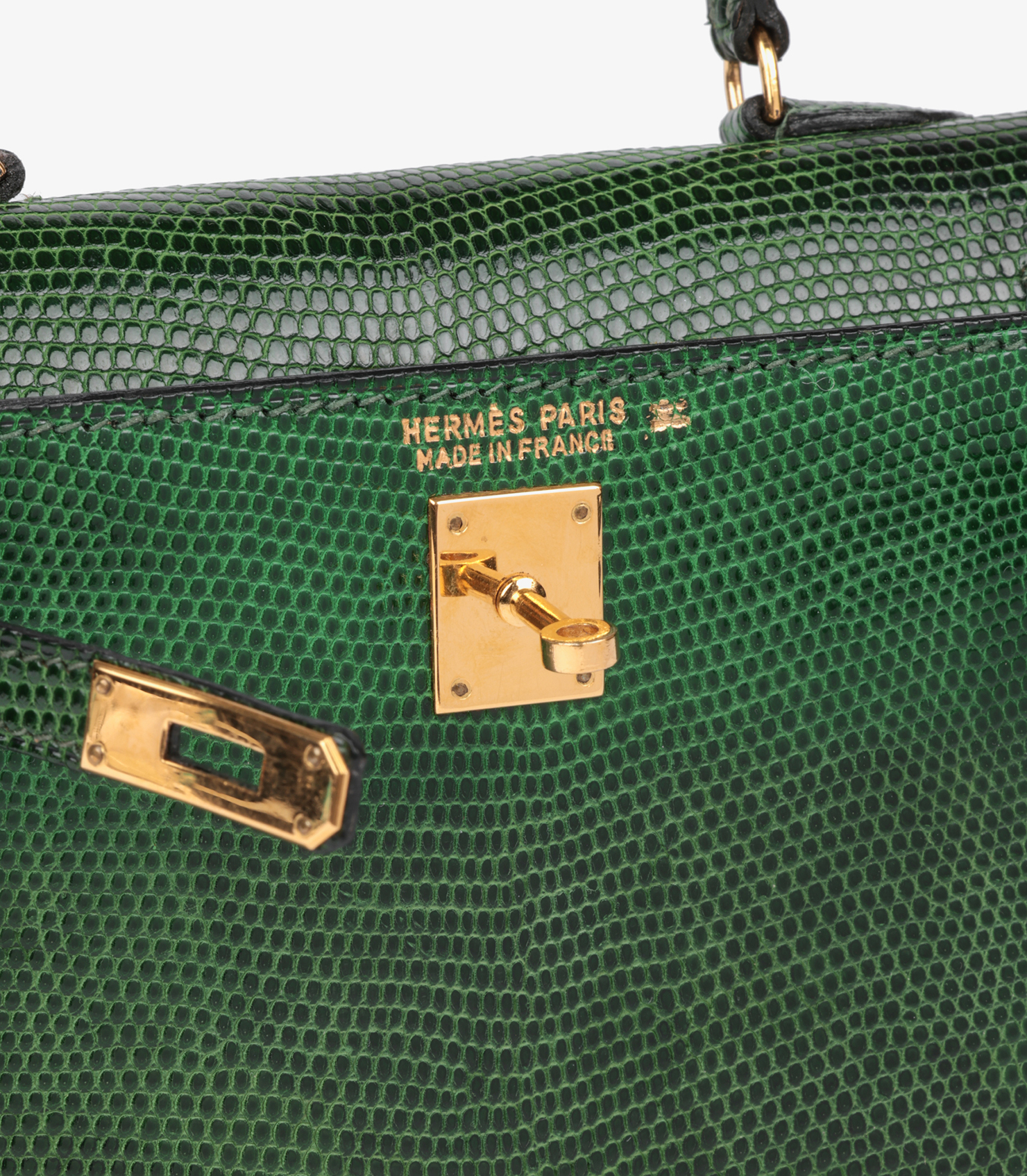 Vert Moyen Lizard Leather Special Order Vintage Convertible Kelly 15cm Sellier with Constance Belt