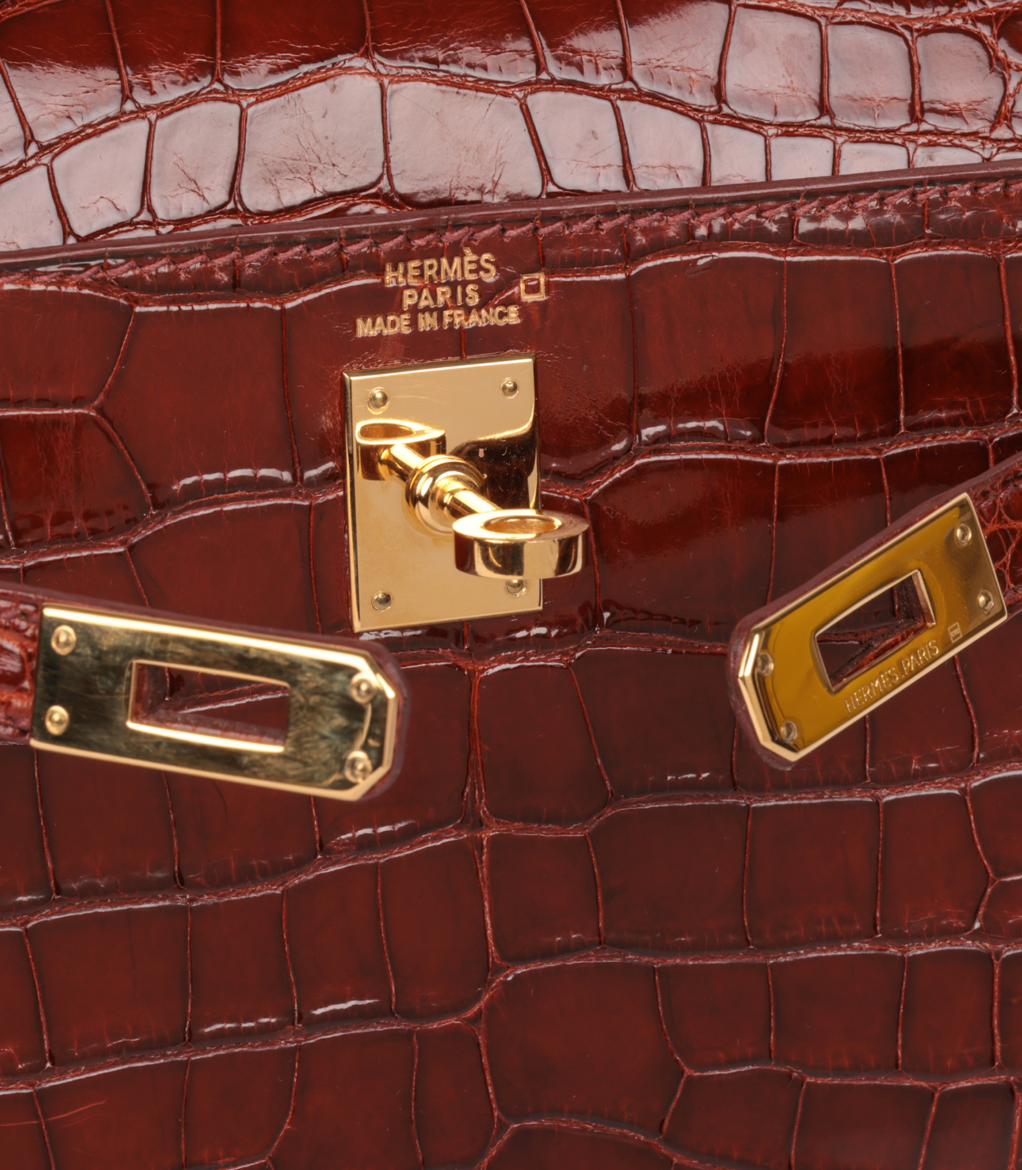 Hermès Miel Mississippiensis Alligator Vintage Leather Kelly 20cm at Xupes