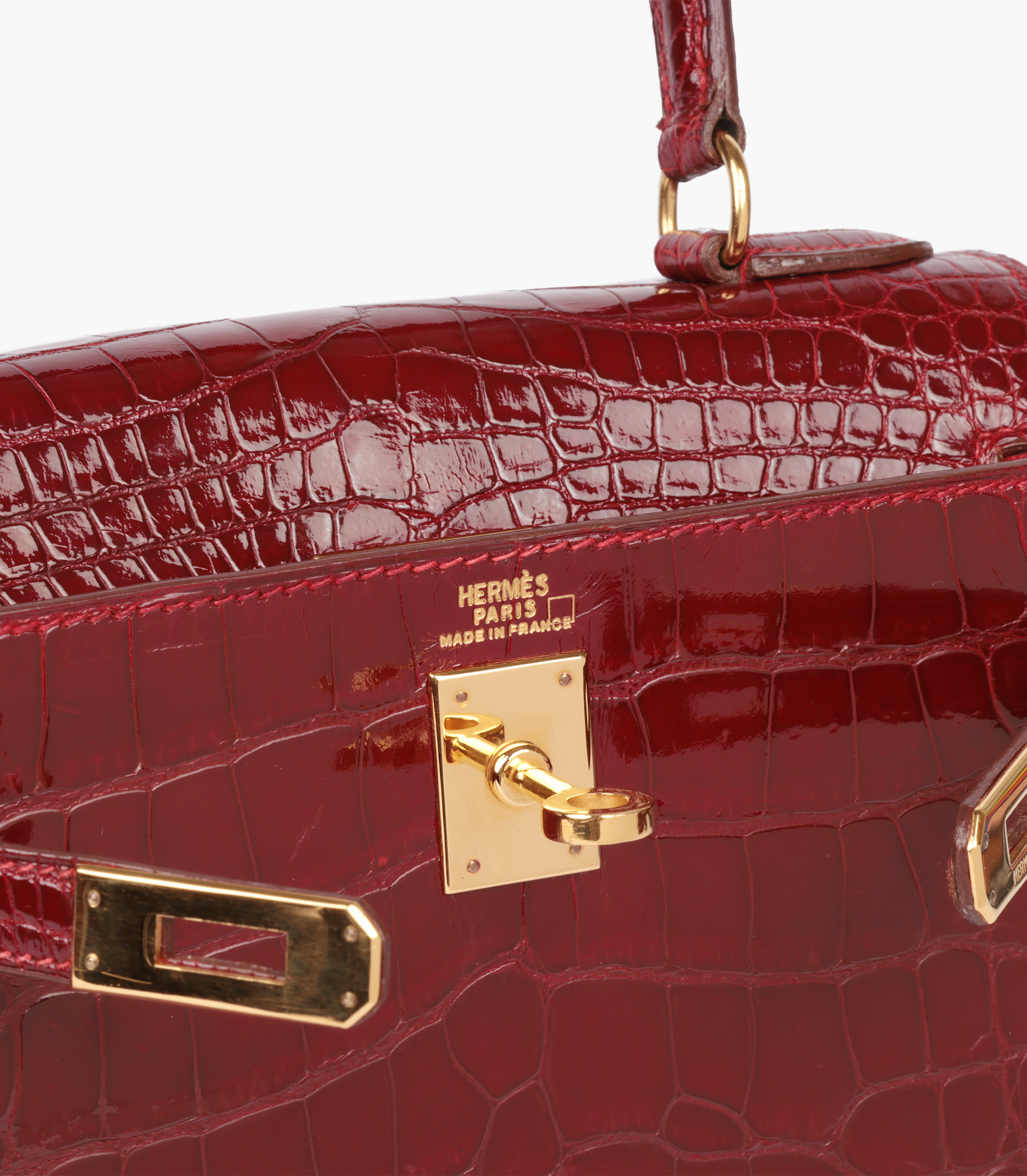 Rouge H Shiny Alligator Leather Vintage Kelly 20cm