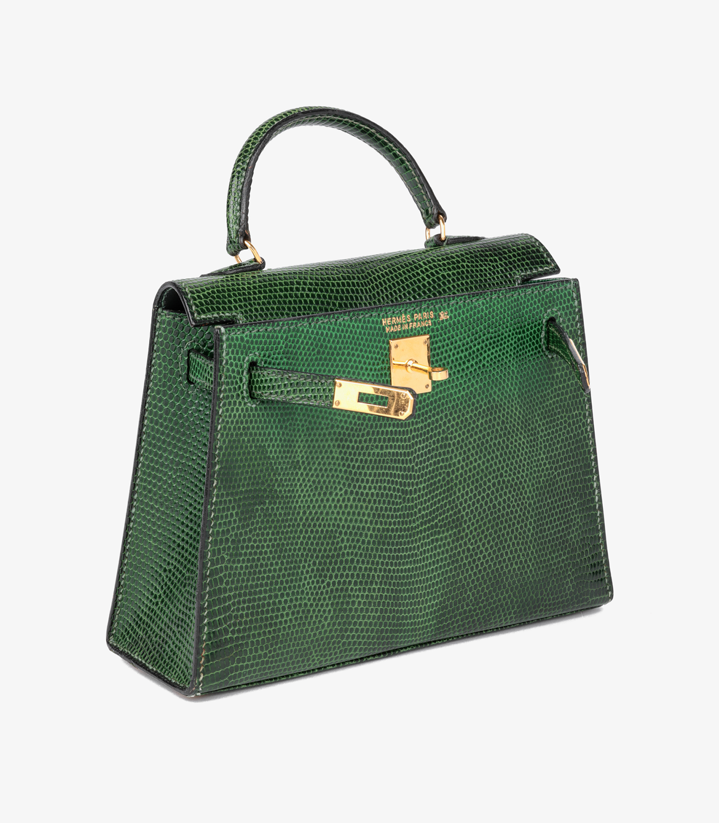 Vert Moyen Lizard Leather Special Order Vintage Convertible Kelly 15cm Sellier with Constance Belt