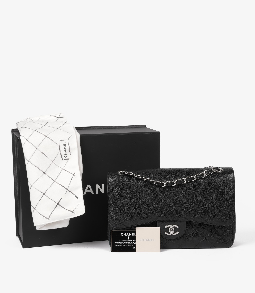 Chanel Black Leather Jumbo Classic Double Flap Bag CB1255