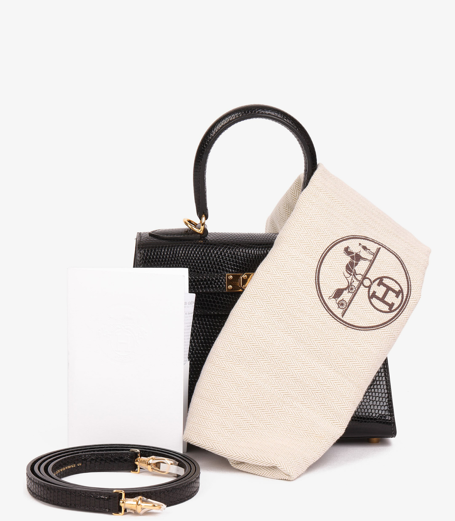 Black Lizard Leather Vintage Kelly 20cm Sellier