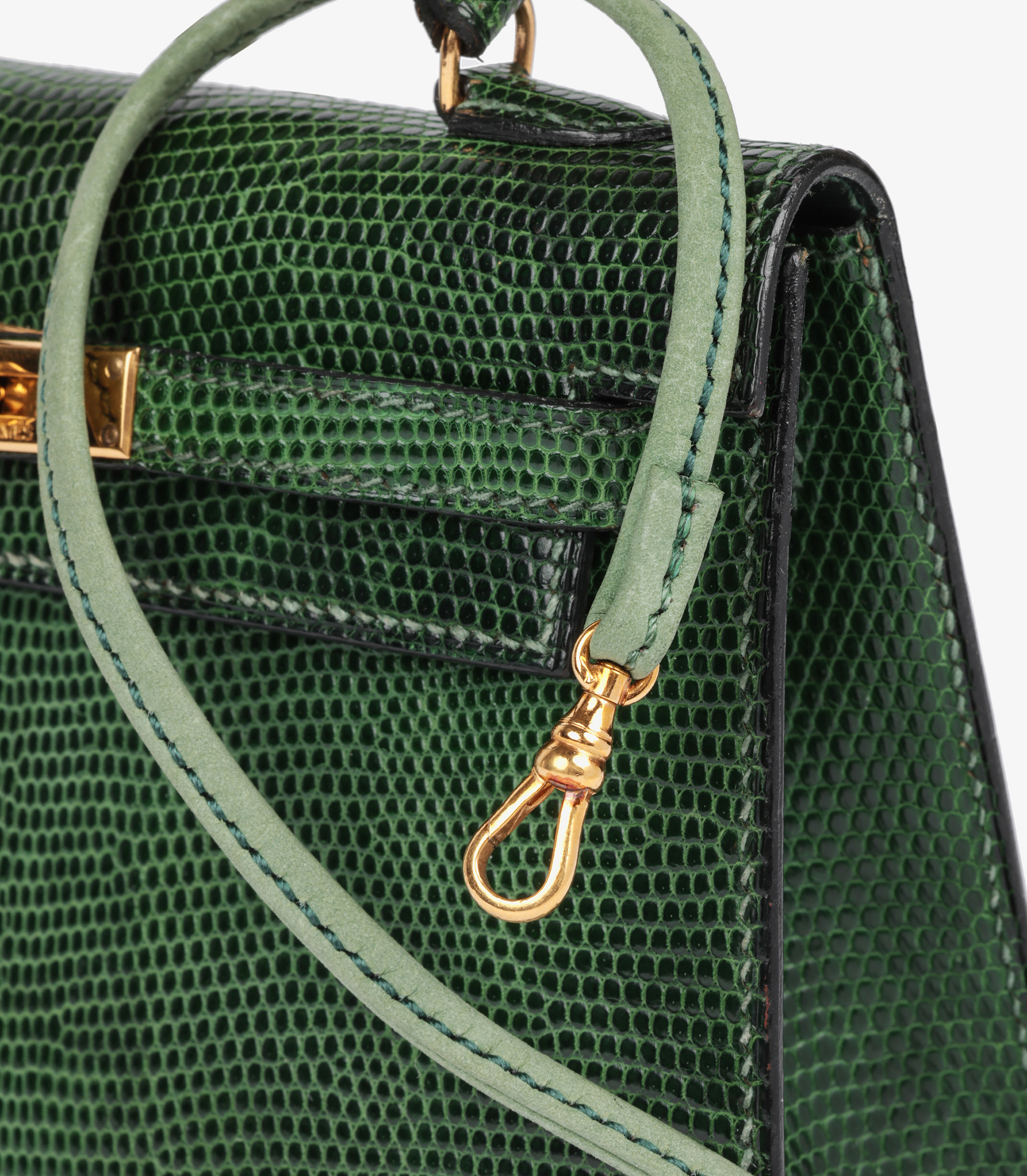 Vert Moyen Lizard Leather Special Order Vintage Convertible Kelly 15cm Sellier with Constance Belt