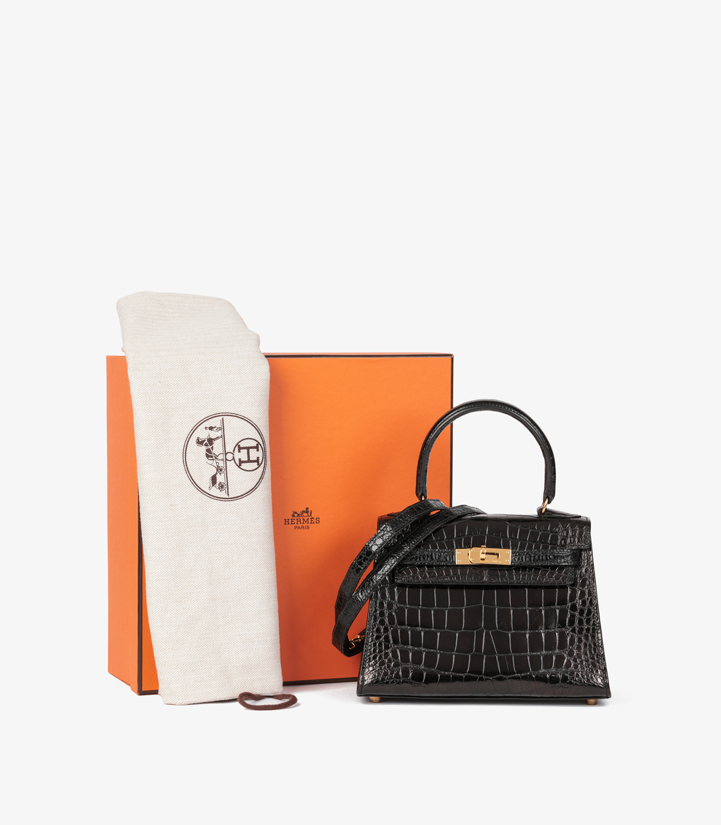 Hermès Black Shiny Alligator Vintage Kelly 20cm JJLG107 | Xupes