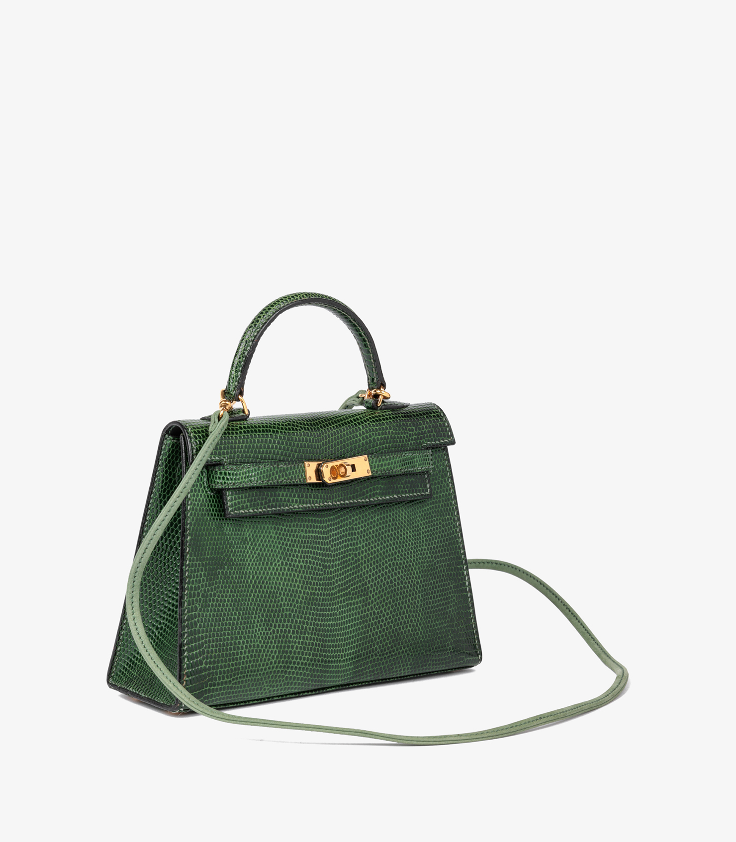 Vert Moyen Lizard Leather Special Order Vintage Convertible Kelly 15cm Sellier with Constance Belt