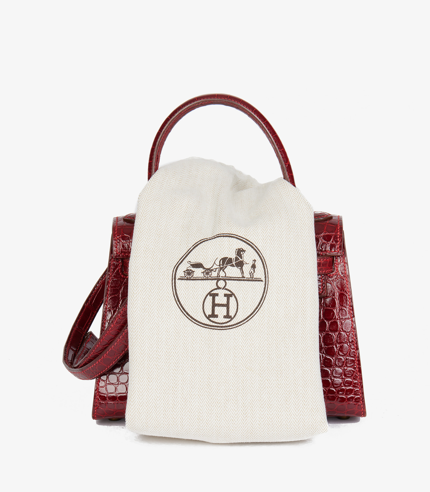 Hermès Rouge Sellier Shiny Alligator Vintage Kelly 20cm Sellier at Xupes