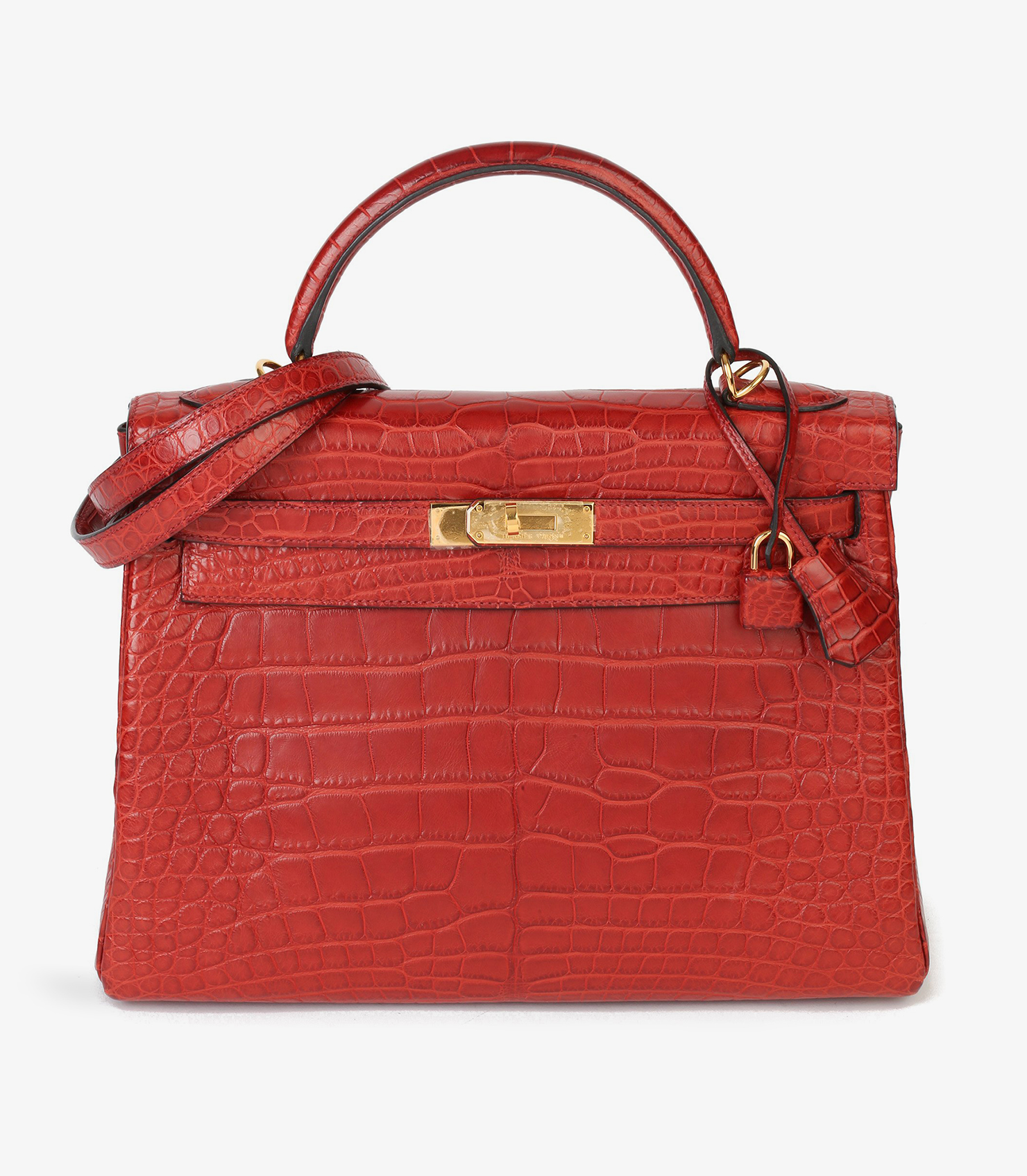 Rouge H Matte Mississippiensis Alligator Leather Kelly 32cm Retourne