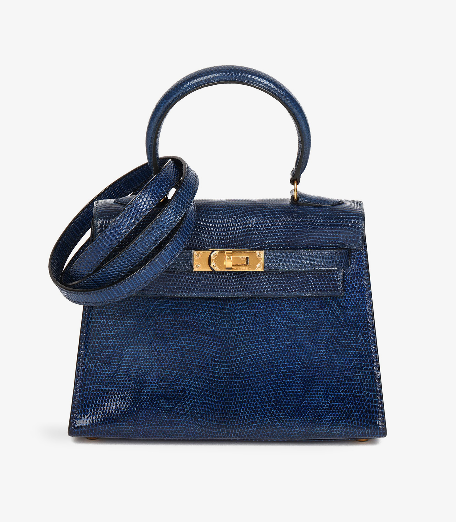 Blue Saphir Lizard Leather Vintage Kelly 20cm Sellier