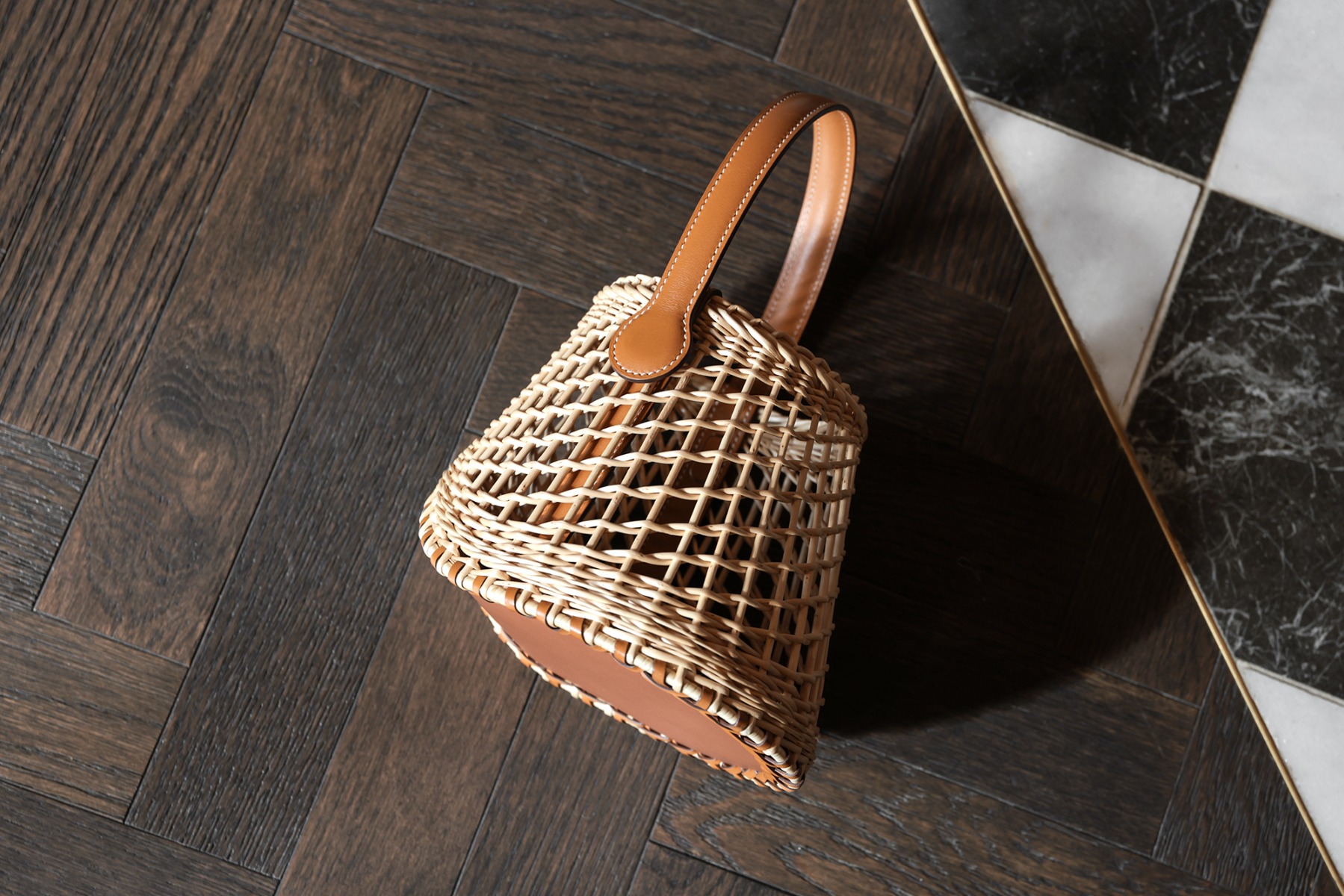 Hermès Natural, Fauve Veau Butler Calfskin & Woven Osier Wicker Sabot Picnic Basket Bag