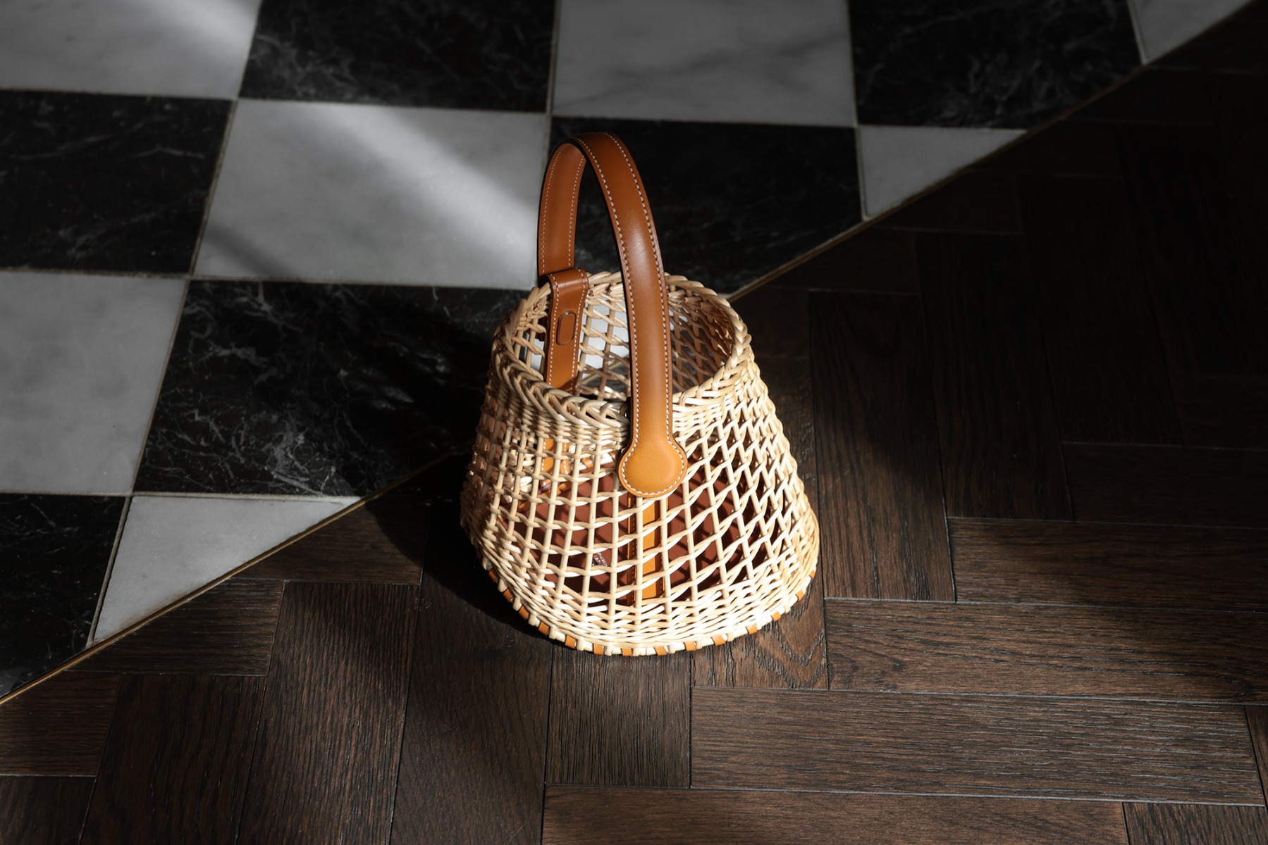 Hermès Natural, Fauve Veau Butler Calfskin & Woven Osier Wicker Sabot Picnic Basket Bag