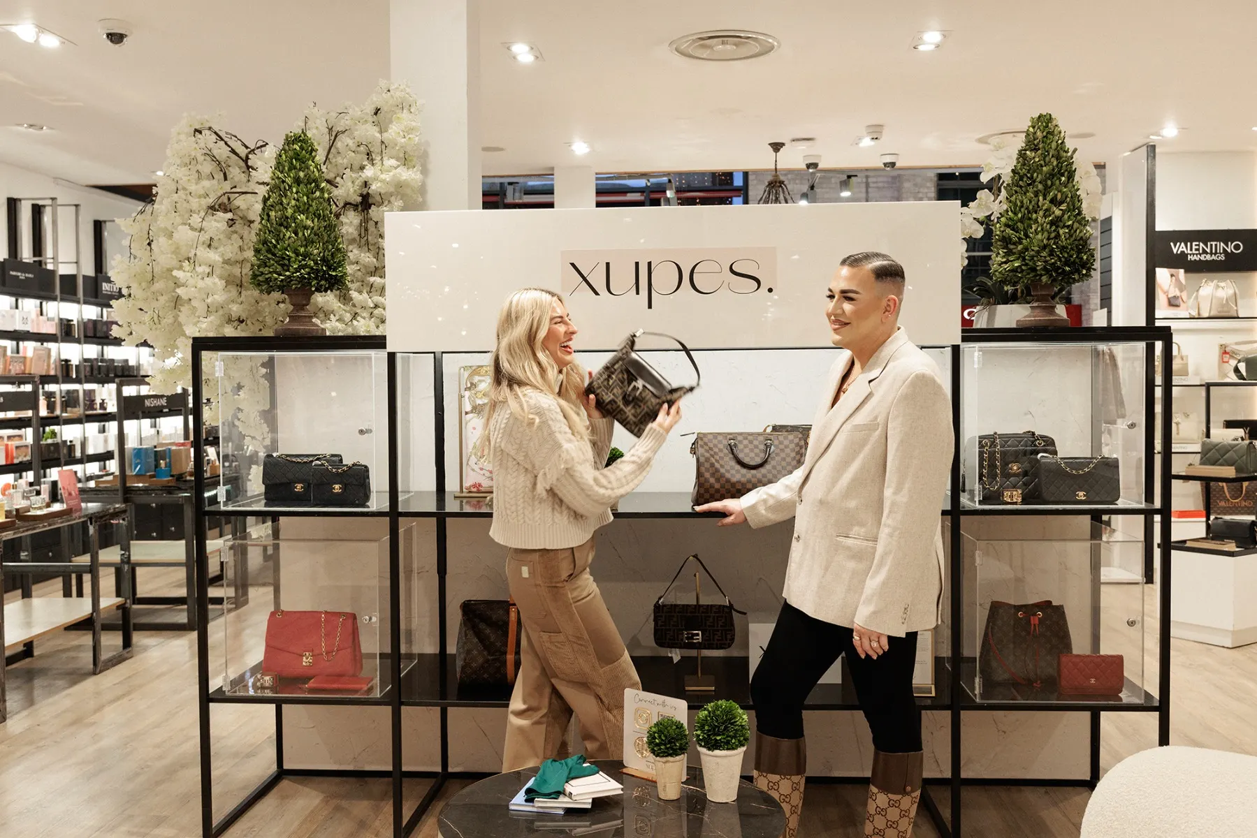 Reece Morgan, Xupes Director, and Rebecca Dransfield of Sandersons Department Store