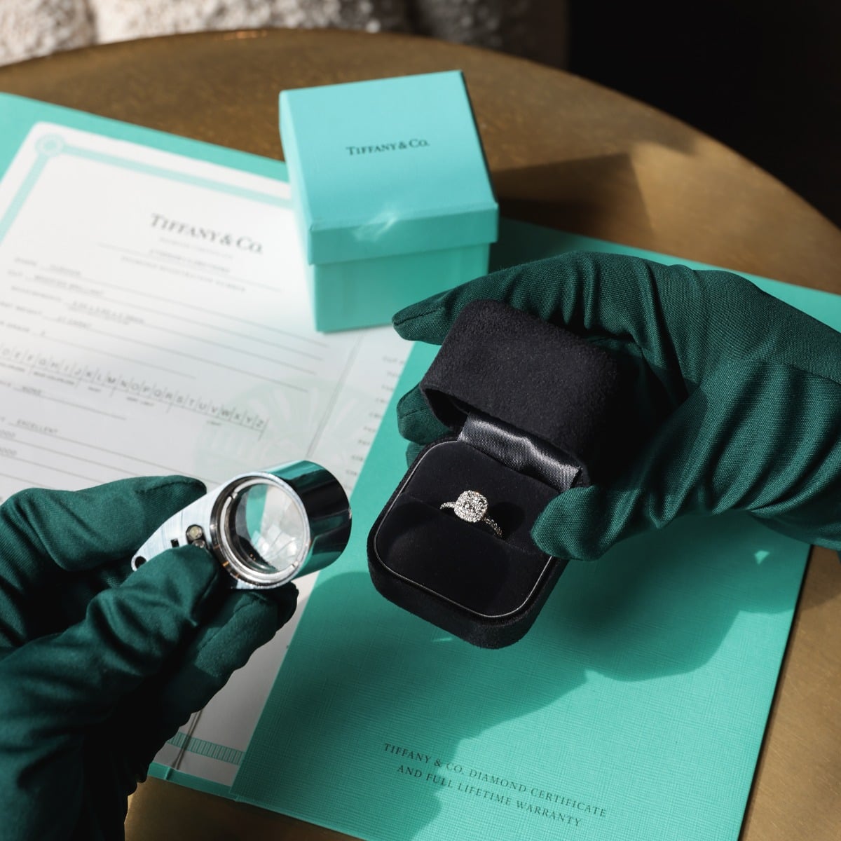 A diamond ring being examined by a Xupes specialist