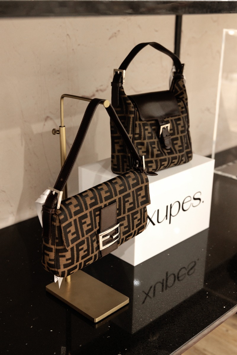 Pre-loved vintage Fendi bags at Xupes Concession in Sandersons Department Store, Fox Valley