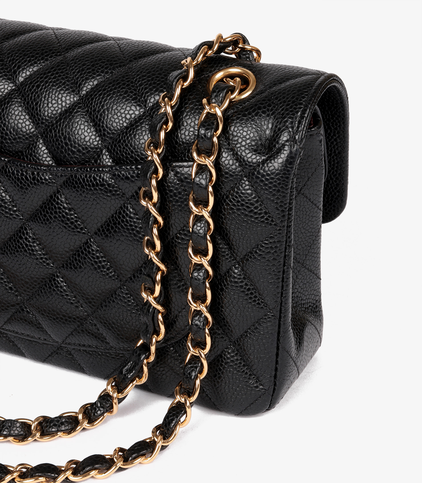 Chain of Chanel Black Quilted Caviar Leather Small Classic Double Flap Bag